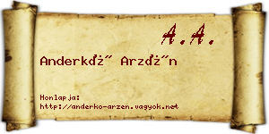 Anderkó Arzén névjegykártya